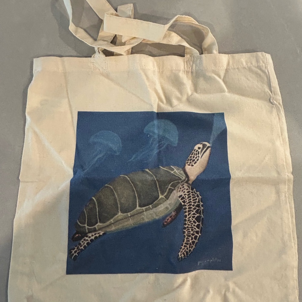 NWOT Canvas Tote Bag with Turtle Design